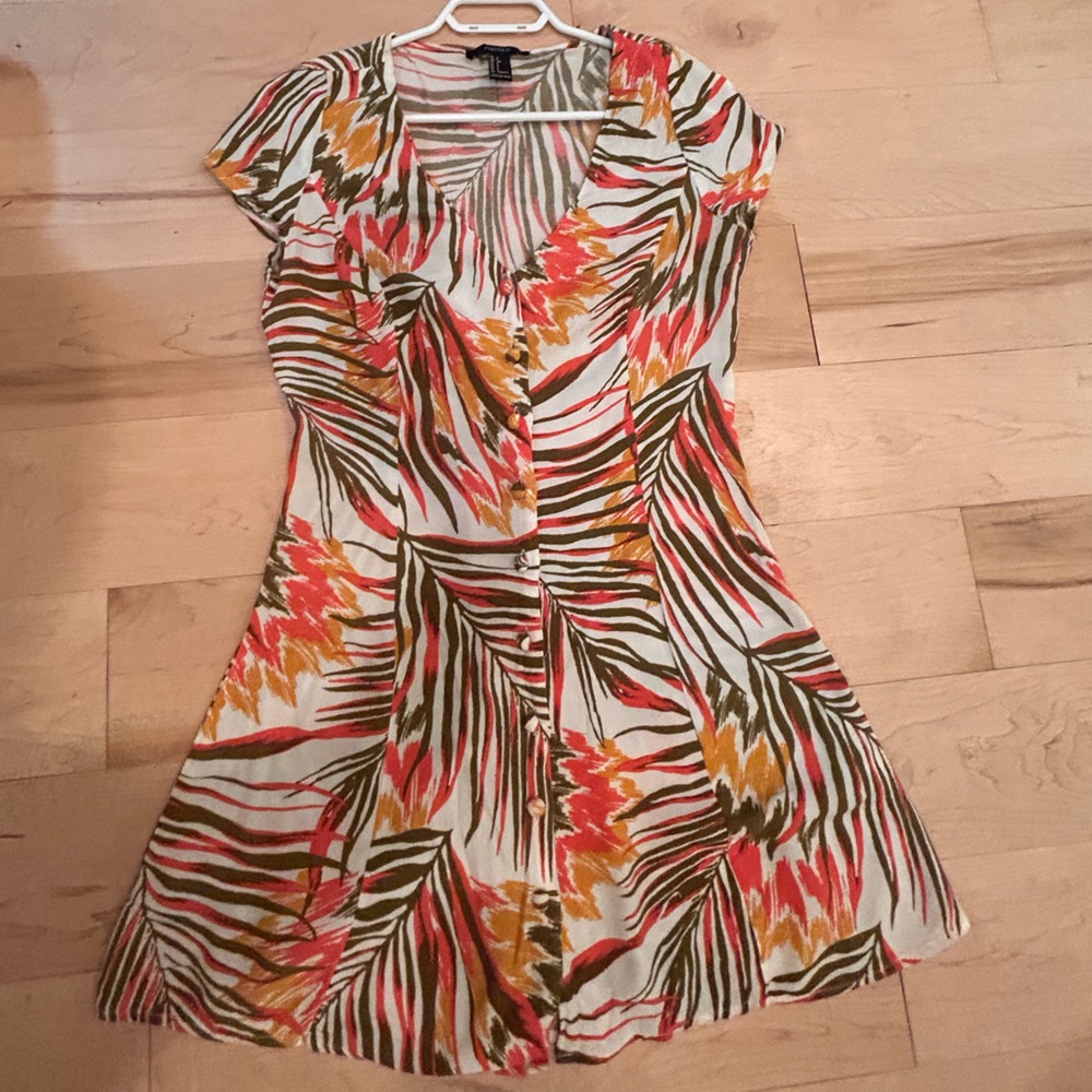 Forever 21 Green and Orange Flutter Sleeve Sundress